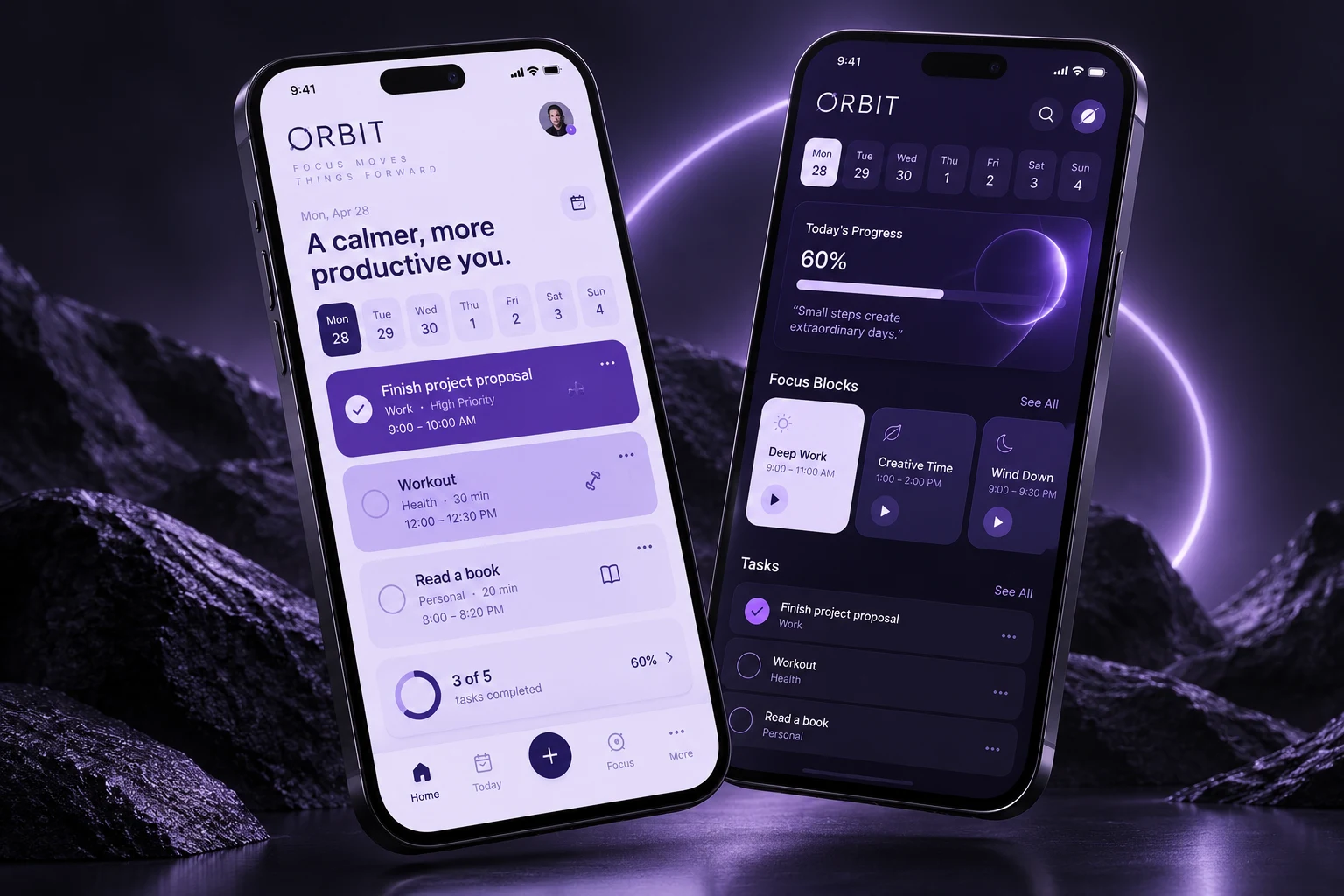Orbit — vizuelizacija aplikacije za organizaciju zadataka na telefonima