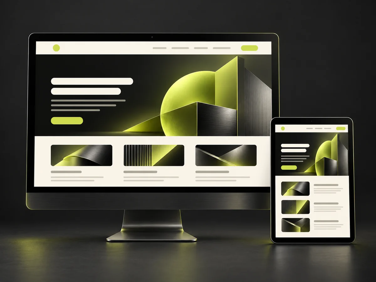 Desktop and tablet with responsive web interfaces